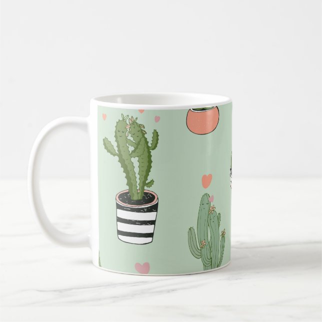 Mug Cactus Love : Joli Motif de dessin animé. (Gauche)