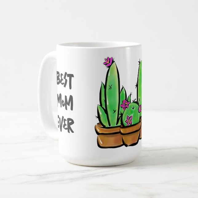 Mug Cactus mignonne cactus succulents meilleure maman  (Devant gauche)