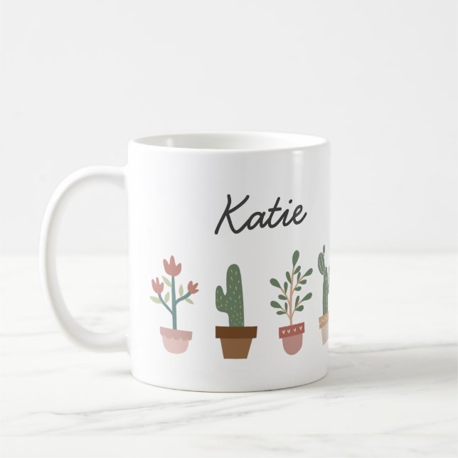 Mug Cactus mignons et fleurs en pot (Gauche)