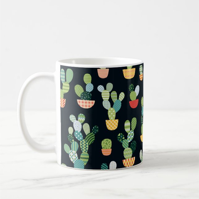 Mug Cactus motif sans soudure en style patchwork avec  (Gauche)