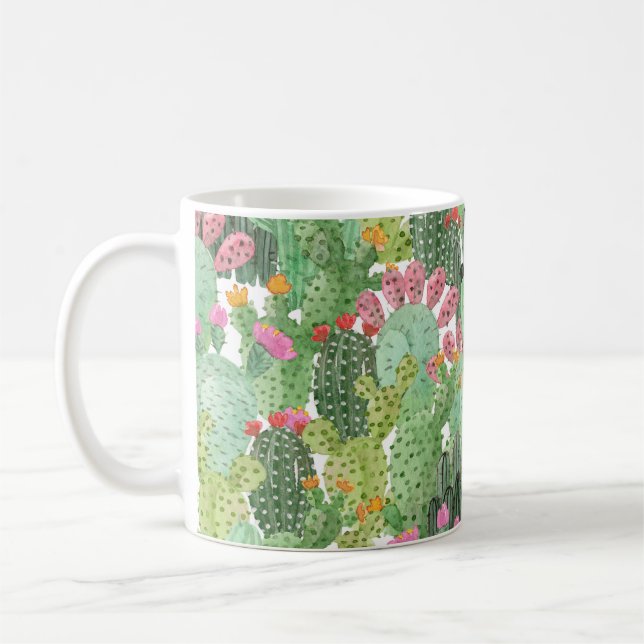 Mug Cactus peint à la main : Vert désert (Gauche)