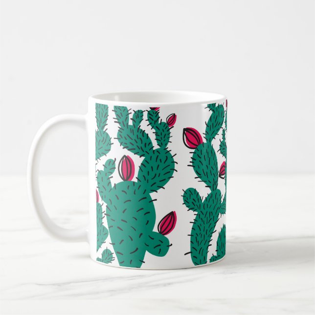 Mug Cactus plant seamless pattern. Abstract hipster de (Gauche)