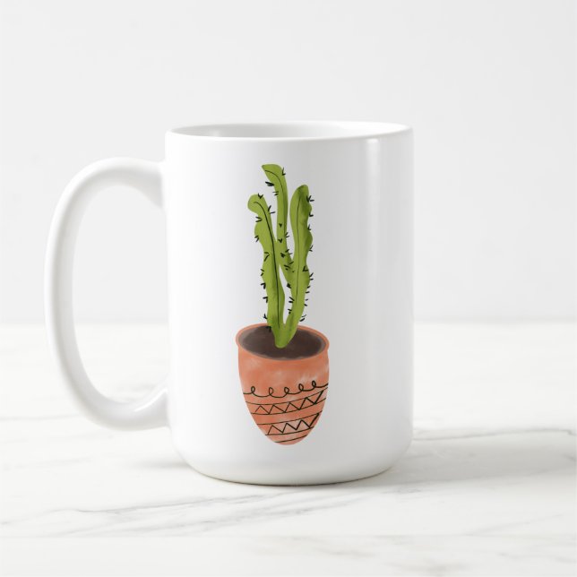 Mug Cactus Plante Terracotta main tirée (Gauche)