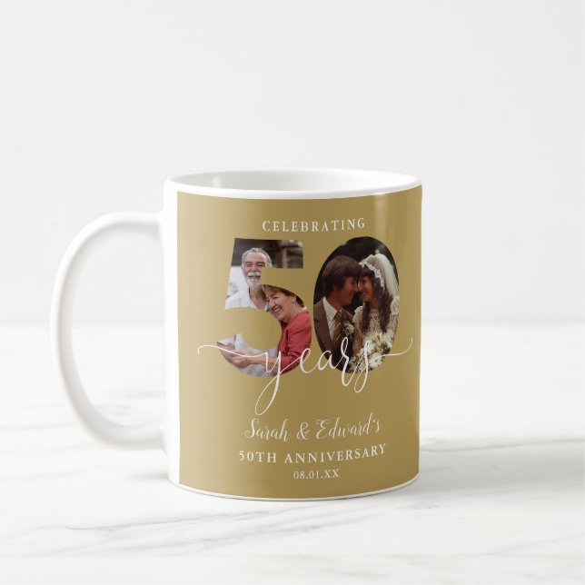 Mug Cadeau 50e anniversaire de mariage  2 photos (Gauche)
