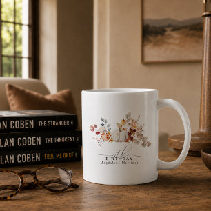 Mug Cadeau 70e anniversaire Citrouille blanche Fleurs 