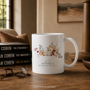 Mug Cadeau 90e anniversaire Citrouille blanche Fleurs 