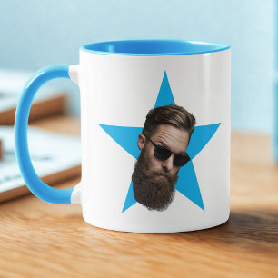 Mug Cadeau amusant, Visage bleu étoile, Cadeau de bure