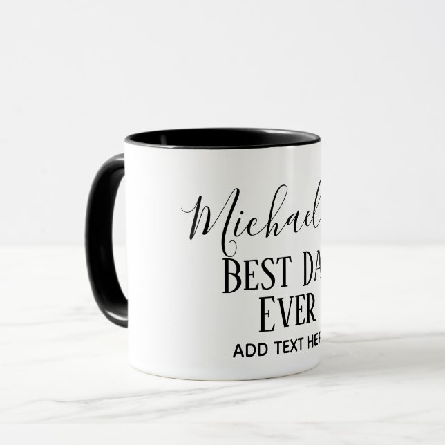 Mug Cadeau DAD Personnalisé Classique Noir Blanc (Devant gauche)