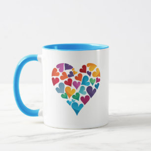Mug Cadeau d'amitié, Coeurs arc-en-ciel, personnalisab