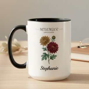 Mug Cadeau d'anniversaire de novembre Fleur de naissan