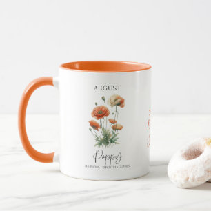 Mug Cadeau d'anniversaire du mois d'août Fleur Coqueli