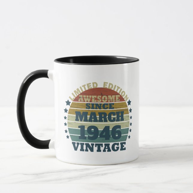 Mug Cadeau d'anniversaire vintage personnalisé (Gauche)