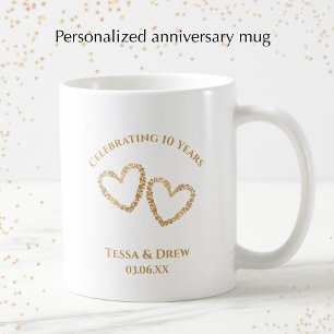 Mug Cadeau de 10 ans de mariage moderne personnalisé