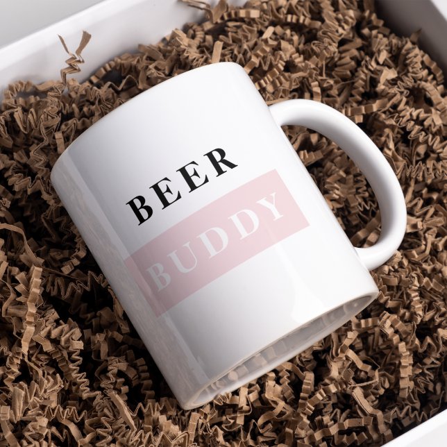 Mug Cadeau de bière moderne Buddy noir et rose Citatio (Créateur téléchargé)