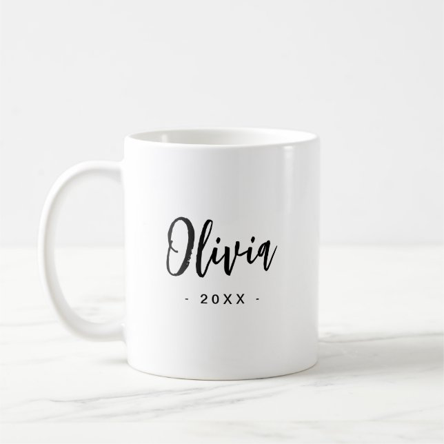 Mug Cadeau de boîte moderne Bridesmaid | Blanc noir (Gauche)