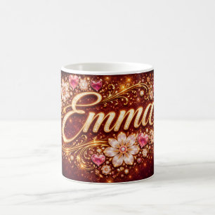 Mug Cadeau de café romantique Cœurs roses Or Emma pers