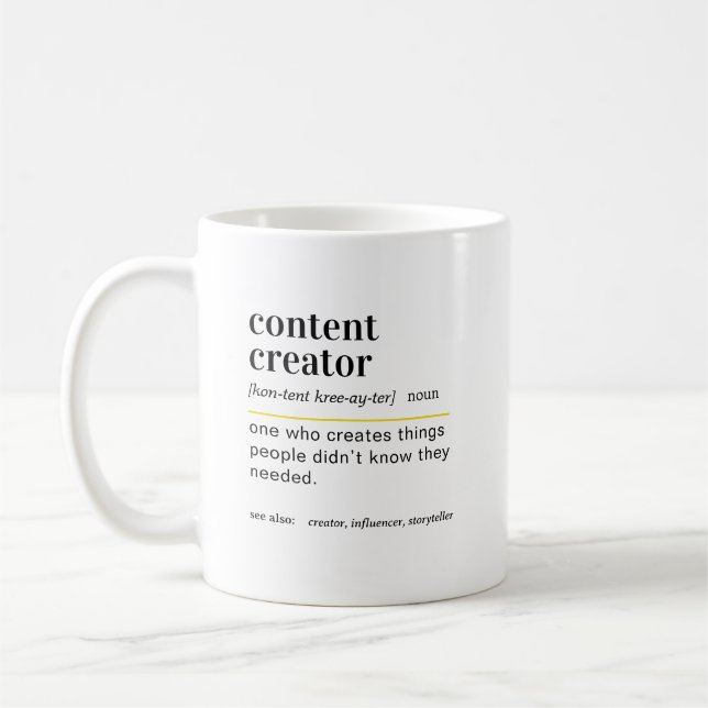 Mug Cadeau de définition de créateur de contenu drôle (Gauche)