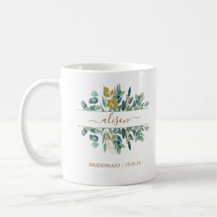 Mug Cadeau de demoiselle d'honneur élégant en eucalypt