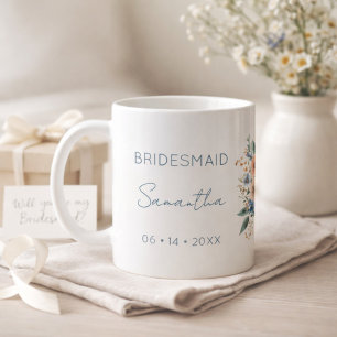 Mug Cadeau de demoiselle d'honneur personnalisé floral