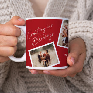 Mug Cadeau de famille élégant et moderne avec 4 photos