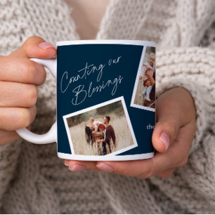 Mug Cadeau de famille élégant et moderne avec 4 photos