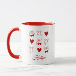 Mug Cadeau de fête de Bachelorette à nœud rouge cerise