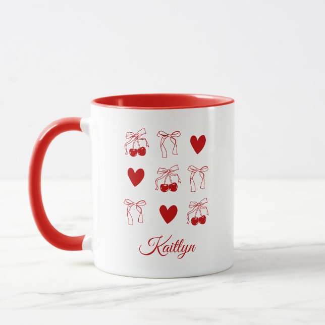 Mug Cadeau de fête de Bachelorette à ruban rouge Coque (Gauche)