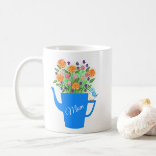 Mug Cadeau de fête des mères en art floral d'oiseau de
