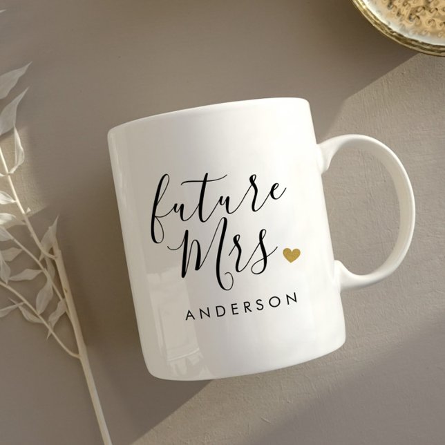 Mug Cadeau de fiançailles de future Mme Cœur d'or mode (Créateur téléchargé)