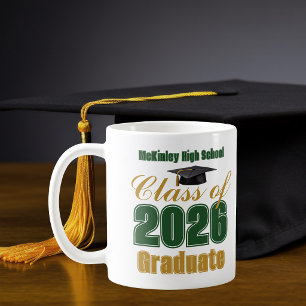 Mug Cadeau de fin d'études de la promotion 2026 Vert O