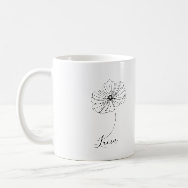 Mug Cadeau de fleur de naissance personnalisé d'octobr (Gauche)