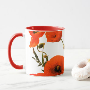 Mug Cadeau de fleurs de pavot floral rouge orange