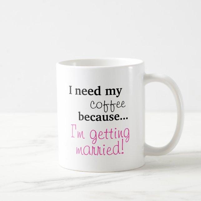 Mug Cadeau de jeune mariée - j'ai besoin de mon café (Droite)
