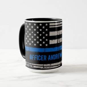 Mug Cadeau de la Ligne Bleue Mince - Police Enforcemen