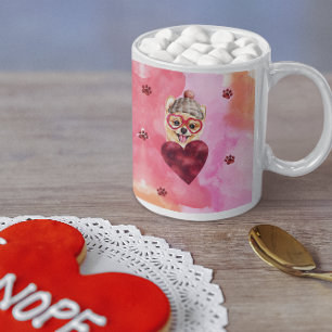 Mug Cadeau de la Saint-Valentin Chien Pomeranian Orang