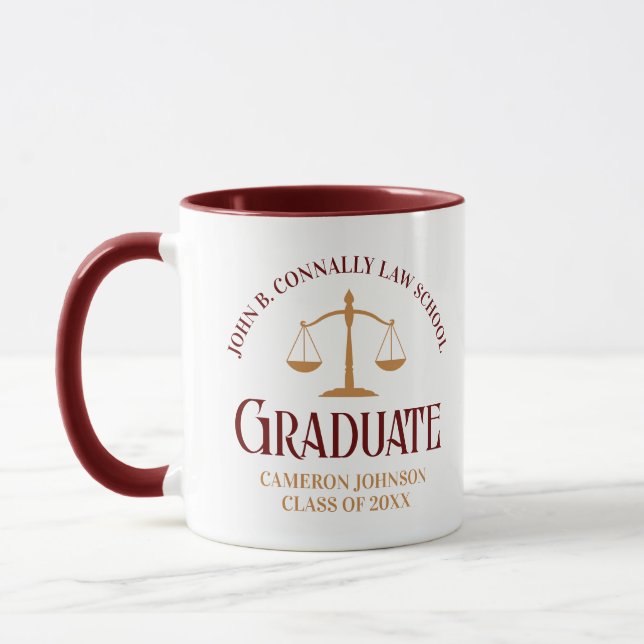 Mug Cadeau de l'école de droit marron sur mesure (Gauche)