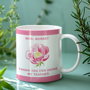 Mug Cadeau de l'enseignant de Merci rose