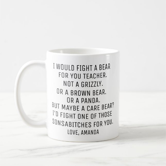 Mug Cadeau de l'enseignant personnalisé, Cadeaux de l' (Gauche)