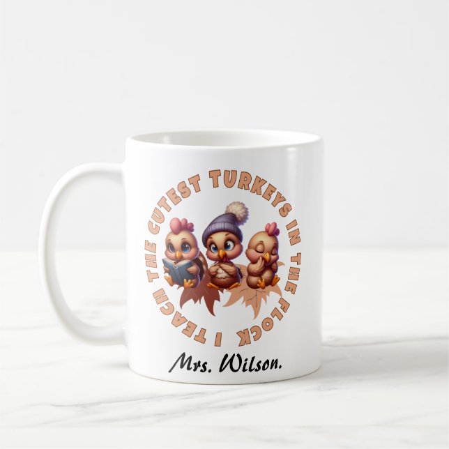 Mug Cadeau de l'enseignant Thanksgiving personnalisé d (Gauche)