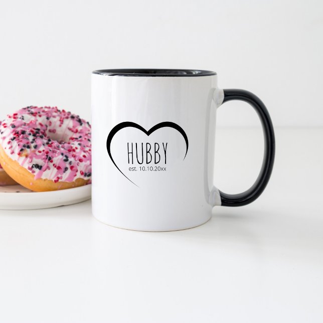Mug Cadeau de mariage date établie Simple Modern Hubby (Créateur téléchargé)