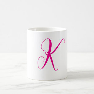Mug Cadeau de mariage lettre initiale monogramme rose 