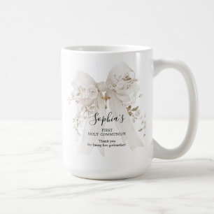Mug Cadeau de marraine Première Communion Nœud Blanc R
