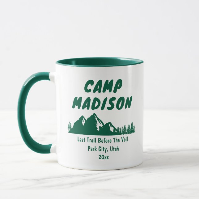 Mug Cadeau de montagne de fête de jeune fille de camp  (Gauche)