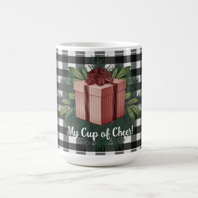 Mug Cadeau de Noël Plaid Buffalo | Rouge (Centre)