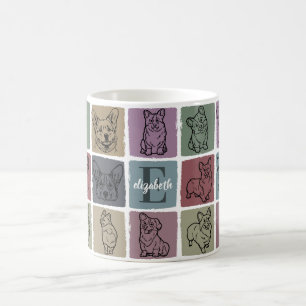 Mug Cadeau de nom de Corgi personnalisé Art Rétro Vint