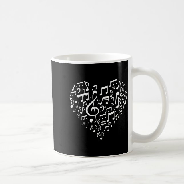Mug Cadeau de notes musicales en forme de cœur pour am (Droite)