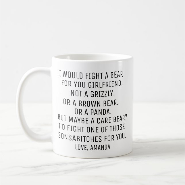 Mug Cadeau de petite amie personnalisée, Ami drôle (Gauche)