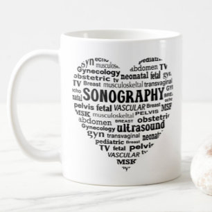 Mug Cadeau de sonographe à coeur noir de spécialité de