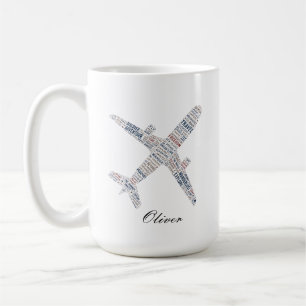 Mug Cadeau de voyage avion typographie wanderlust
