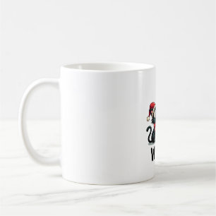 Mug Cadeau drôle de chat noir poussant l'arbre de Noël